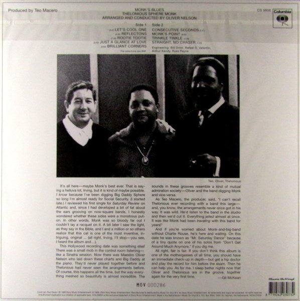 Monk's blues - Col Vinyl LP